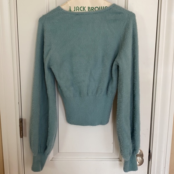 Forever 21 dusty blue sweater with cinched waist size small - Picture 2 of 4